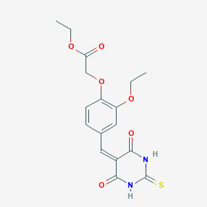 molecular formula C17H18N2O6S B3677748 ETHYL 2-{4-[(4,6-DIOXO-2-SULFANYLIDENE-1,3-DIAZINAN-5-YLIDENE)METHYL]-2-ETHOXYPHENOXY}ACETATE 