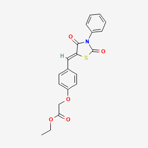 molecular formula C20H17NO5S B3677863 ethyl {4-[(Z)-(2,4-dioxo-3-phenyl-1,3-thiazolidin-5-ylidene)methyl]phenoxy}acetate 