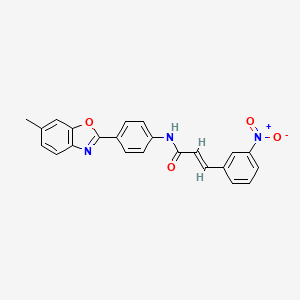 molecular formula C23H17N3O4 B3677940 (2E)-N-[4-(6-methyl-1,3-benzoxazol-2-yl)phenyl]-3-(3-nitrophenyl)prop-2-enamide 