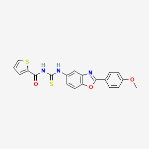 molecular formula C20H15N3O3S2 B3677997 N-[[2-(4-methoxyphenyl)-1,3-benzoxazol-5-yl]carbamothioyl]thiophene-2-carboxamide 