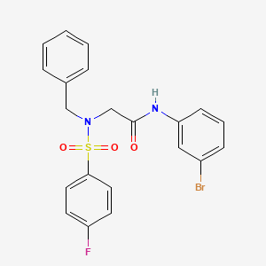 molecular formula C21H18BrFN2O3S B3678056 N~2~-benzyl-N~1~-(3-bromophenyl)-N~2~-[(4-fluorophenyl)sulfonyl]glycinamide 