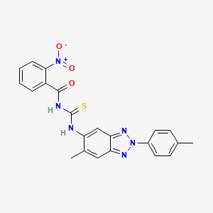 molecular formula C22H18N6O3S B3678063 N-{[6-methyl-2-(4-methylphenyl)-2H-benzotriazol-5-yl]carbamothioyl}-2-nitrobenzamide 