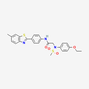 molecular formula C25H25N3O4S2 B3678069 2-(4-ethoxy-N-methylsulfonylanilino)-N-[4-(6-methyl-1,3-benzothiazol-2-yl)phenyl]acetamide 