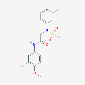 molecular formula C17H19ClN2O4S B3678232 N-(3-chloro-4-methoxyphenyl)-2-(3-methyl-N-methylsulfonylanilino)acetamide 