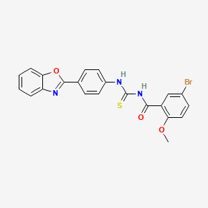 molecular formula C22H16BrN3O3S B3678424 N-{[4-(1,3-benzoxazol-2-yl)phenyl]carbamothioyl}-5-bromo-2-methoxybenzamide 