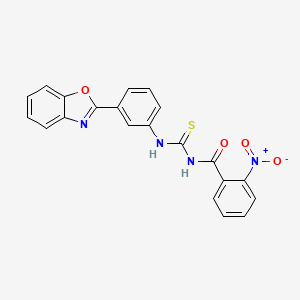 molecular formula C21H14N4O4S B3678427 N-{[3-(1,3-benzoxazol-2-yl)phenyl]carbamothioyl}-2-nitrobenzamide 