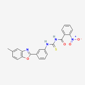 molecular formula C22H16N4O4S B3678454 N-{[3-(5-methyl-1,3-benzoxazol-2-yl)phenyl]carbamothioyl}-2-nitrobenzamide 
