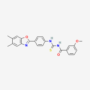 molecular formula C24H21N3O3S B3678535 N-{[4-(5,6-dimethyl-1,3-benzoxazol-2-yl)phenyl]carbamothioyl}-3-methoxybenzamide 