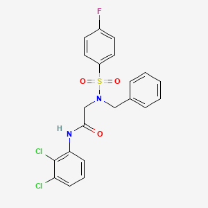 molecular formula C21H17Cl2FN2O3S B3678549 N~2~-benzyl-N-(2,3-dichlorophenyl)-N~2~-[(4-fluorophenyl)sulfonyl]glycinamide 