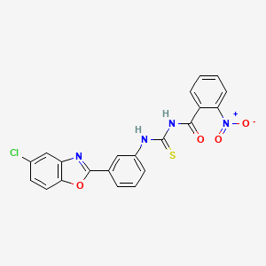 molecular formula C21H13ClN4O4S B3678598 N-{[3-(5-chloro-1,3-benzoxazol-2-yl)phenyl]carbamothioyl}-2-nitrobenzamide 