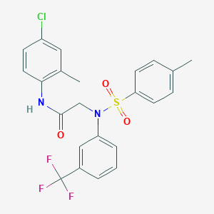 molecular formula C23H20ClF3N2O3S B3678692 N-(4-chloro-2-methylphenyl)-2-[N-(4-methylphenyl)sulfonyl-3-(trifluoromethyl)anilino]acetamide 
