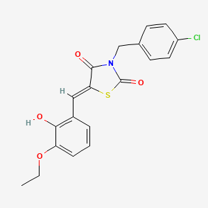 molecular formula C19H16ClNO4S B3678829 (5Z)-3-[(4-chlorophenyl)methyl]-5-[(3-ethoxy-2-hydroxyphenyl)methylidene]-1,3-thiazolidine-2,4-dione 