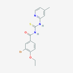 molecular formula C16H16BrN3O2S B3678871 3-bromo-4-ethoxy-N-[(4-methylpyridin-2-yl)carbamothioyl]benzamide 