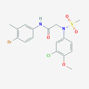 molecular formula C17H18BrClN2O4S B3678961 N-(4-bromo-3-methylphenyl)-2-(3-chloro-4-methoxy-N-methylsulfonylanilino)acetamide 