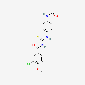 molecular formula C18H18ClN3O3S B3678968 N-{[4-(acetylamino)phenyl]carbamothioyl}-3-chloro-4-ethoxybenzamide 