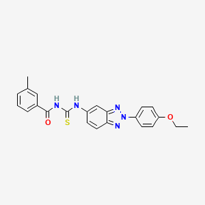 molecular formula C23H21N5O2S B3679015 N-{[2-(4-ethoxyphenyl)-2H-benzotriazol-5-yl]carbamothioyl}-3-methylbenzamide 