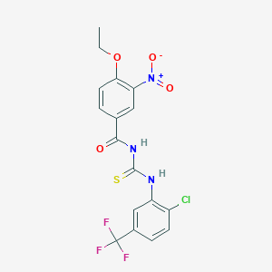 molecular formula C17H13ClF3N3O4S B3679040 N-{[2-chloro-5-(trifluoromethyl)phenyl]carbamothioyl}-4-ethoxy-3-nitrobenzamide 
