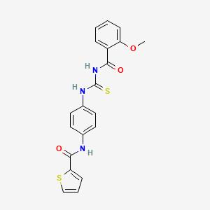 molecular formula C20H17N3O3S2 B3679123 N-[4-({[(2-methoxyphenyl)carbonyl]carbamothioyl}amino)phenyl]thiophene-2-carboxamide 