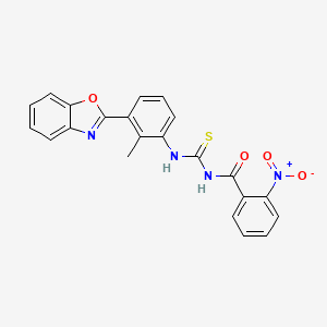 molecular formula C22H16N4O4S B3679171 N-{[3-(1,3-benzoxazol-2-yl)-2-methylphenyl]carbamothioyl}-2-nitrobenzamide 