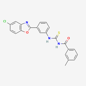 molecular formula C22H16ClN3O2S B3679276 N-{[3-(5-chloro-1,3-benzoxazol-2-yl)phenyl]carbamothioyl}-3-methylbenzamide 