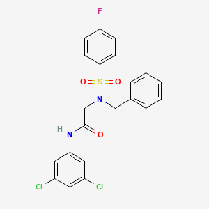 molecular formula C21H17Cl2FN2O3S B3679331 N~2~-benzyl-N~1~-(3,5-dichlorophenyl)-N~2~-[(4-fluorophenyl)sulfonyl]glycinamide 