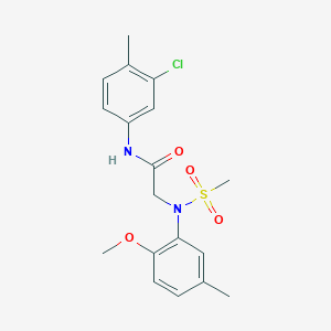 molecular formula C18H21ClN2O4S B3679333 N~1~-(3-chloro-4-methylphenyl)-N~2~-(2-methoxy-5-methylphenyl)-N~2~-(methylsulfonyl)glycinamide 