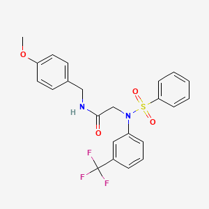 molecular formula C23H21F3N2O4S B3679337 N-(4-METHOXYBENZYL)-2-[(PHENYLSULFONYL)-3-(TRIFLUOROMETHYL)ANILINO]ACETAMIDE 