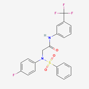 molecular formula C21H16F4N2O3S B3679436 N~2~-(4-fluorophenyl)-N~2~-(phenylsulfonyl)-N~1~-[3-(trifluoromethyl)phenyl]glycinamide 