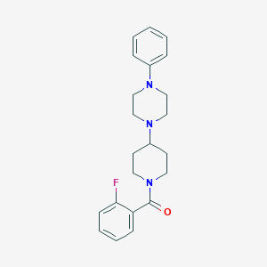 molecular formula C22H26FN3O B367954 (2-Fluorophenyl)[4-(4-phenylpiperazin-1-yl)piperidin-1-yl]methanone CAS No. 499211-29-9