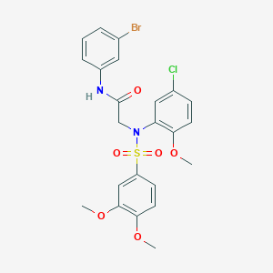 molecular formula C23H22BrClN2O6S B3679569 N-(3-bromophenyl)-2-(5-chloro-N-(3,4-dimethoxyphenyl)sulfonyl-2-methoxyanilino)acetamide 