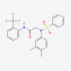 molecular formula C23H21F3N2O3S B3679632 N~2~-(3,4-dimethylphenyl)-N~2~-(phenylsulfonyl)-N-[2-(trifluoromethyl)phenyl]glycinamide 