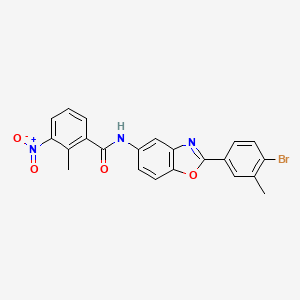 molecular formula C22H16BrN3O4 B3679652 N-[2-(4-bromo-3-methylphenyl)-1,3-benzoxazol-5-yl]-2-methyl-3-nitrobenzamide 