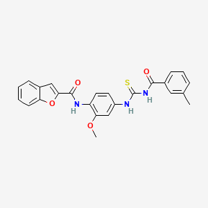 molecular formula C25H21N3O4S B3679833 N-[2-methoxy-4-({[(3-methylphenyl)carbonyl]carbamothioyl}amino)phenyl]-1-benzofuran-2-carboxamide 
