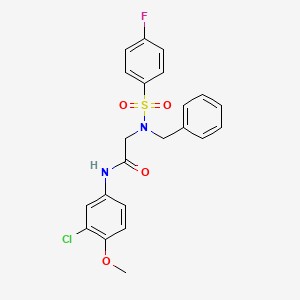 molecular formula C22H20ClFN2O4S B3679836 N~2~-benzyl-N~1~-(3-chloro-4-methoxyphenyl)-N~2~-[(4-fluorophenyl)sulfonyl]glycinamide 