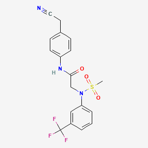 molecular formula C18H16F3N3O3S B3679926 N~1~-[4-(cyanomethyl)phenyl]-N~2~-(methylsulfonyl)-N~2~-[3-(trifluoromethyl)phenyl]glycinamide 