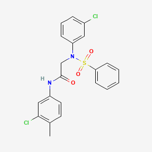 molecular formula C21H18Cl2N2O3S B3679997 N~1~-(3-chloro-4-methylphenyl)-N~2~-(3-chlorophenyl)-N~2~-(phenylsulfonyl)glycinamide 