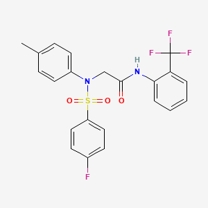 molecular formula C22H18F4N2O3S B3680040 N~2~-[(4-fluorophenyl)sulfonyl]-N~2~-(4-methylphenyl)-N~1~-[2-(trifluoromethyl)phenyl]glycinamide 