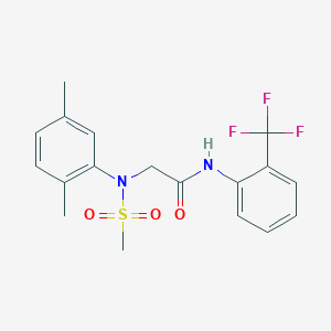 molecular formula C18H19F3N2O3S B3680046 N~2~-(2,5-dimethylphenyl)-N~2~-(methylsulfonyl)-N~1~-[2-(trifluoromethyl)phenyl]glycinamide 
