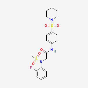 molecular formula C20H24FN3O5S2 B3680047 N~2~-(2-fluorophenyl)-N~2~-(methylsulfonyl)-N~1~-[4-(1-piperidinylsulfonyl)phenyl]glycinamide 