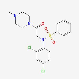 molecular formula C19H21Cl2N3O3S B3680102 N-(2,4-dichlorophenyl)-N-[2-(4-methylpiperazin-1-yl)-2-oxoethyl]benzenesulfonamide 
