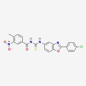 molecular formula C22H15ClN4O4S B3680758 N-{[2-(4-chlorophenyl)-1,3-benzoxazol-5-yl]carbamothioyl}-4-methyl-3-nitrobenzamide 