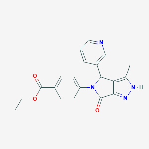 molecular formula C20H18N4O3 B368143 ETHYL 4-[3-METHYL-6-OXO-4-(PYRIDIN-3-YL)-1H,4H,5H,6H-PYRROLO[3,4-C]PYRAZOL-5-YL]BENZOATE CAS No. 587008-48-8