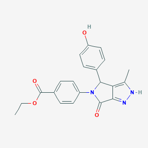 Ethyl 4-[4-(4-hydroxyphenyl)-3-methyl-6-oxo-2,4-dihydropyrrolo[3,4-c]pyrazol-5-yl]benzoate