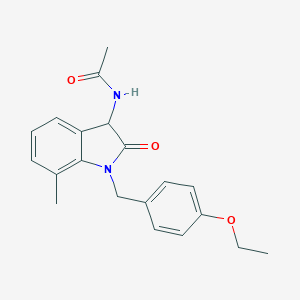 molecular formula C20H22N2O3 B368165 N-[1-(4-ethoxybenzyl)-7-methyl-2-oxo-2,3-dihydro-1H-indol-3-yl]acetamide CAS No. 1008654-54-3
