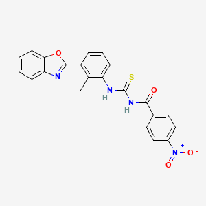 molecular formula C22H16N4O4S B3681776 N-[[3-(1,3-benzoxazol-2-yl)-2-methylphenyl]carbamothioyl]-4-nitrobenzamide 