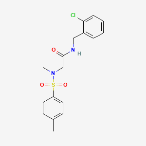 molecular formula C17H19ClN2O3S B3681804 N-[(2-chlorophenyl)methyl]-2-(N-methyl-4-methylbenzenesulfonamido)acetamide 
