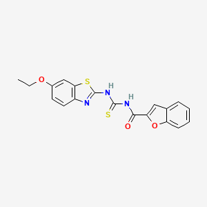 molecular formula C19H15N3O3S2 B3681960 N-{[(6-ethoxy-1,3-benzothiazol-2-yl)amino]carbonothioyl}-1-benzofuran-2-carboxamide 