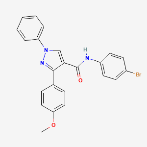 molecular formula C23H18BrN3O2 B3681981 N-(4-bromophenyl)-3-(4-methoxyphenyl)-1-phenylpyrazole-4-carboxamide 