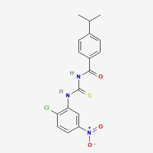 molecular formula C17H16ClN3O3S B3682001 N-{[(2-chloro-5-nitrophenyl)amino]carbonothioyl}-4-isopropylbenzamide 