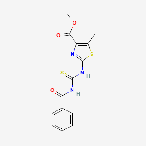molecular formula C14H13N3O3S2 B3682063 Methyl 2-(benzoylcarbamothioylamino)-5-methyl-1,3-thiazole-4-carboxylate 